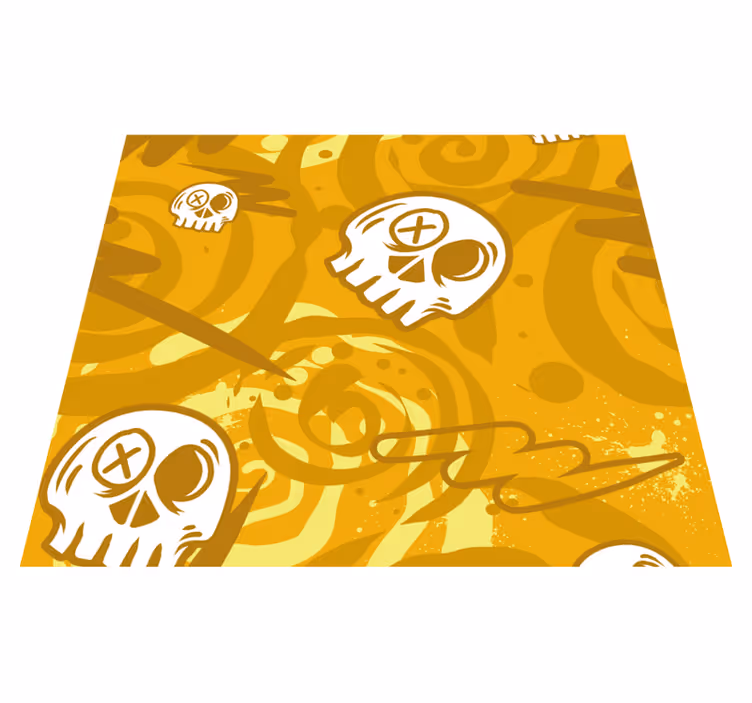 Oranžový vinylový koberec s graffiti lebkami - Tenstickers