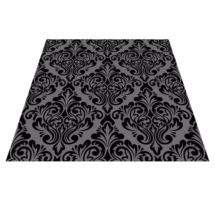 Čierny vinylový koberec v štýle vintage damask - Tenstickers