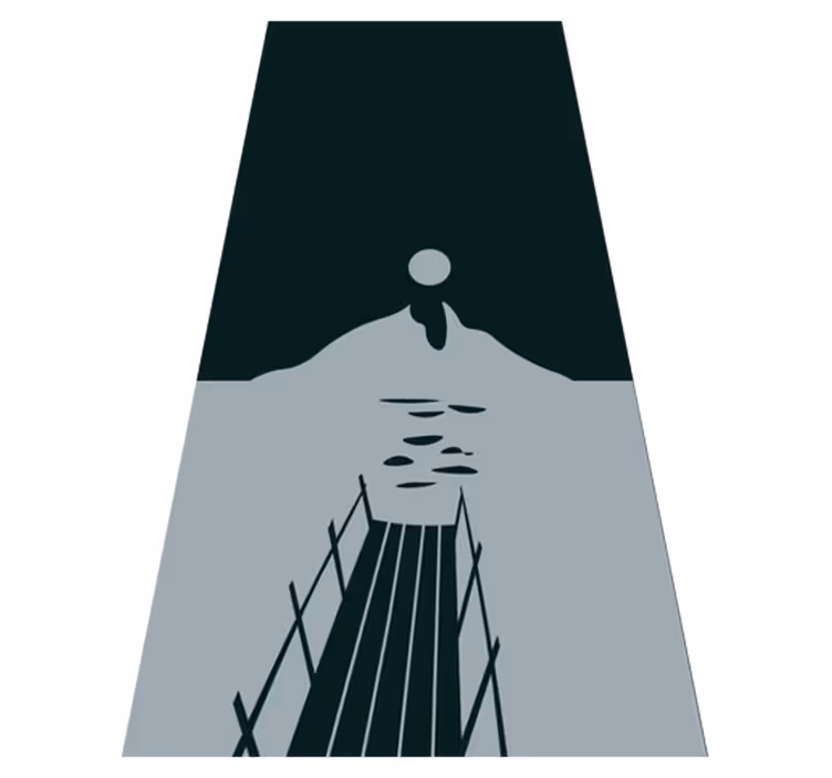 Čierny vinylový koberec drevené molo k jazeru s horami - Tenstickers