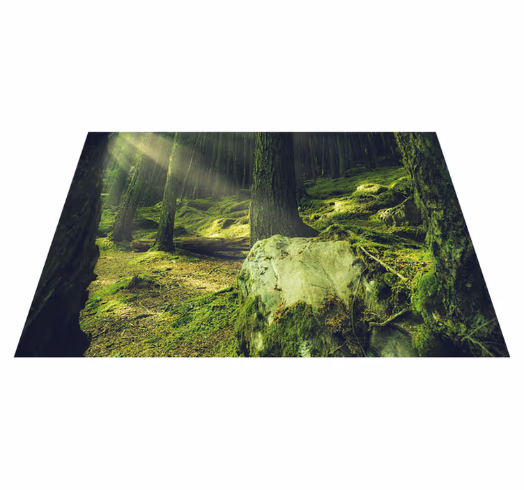 Zelený vinylový koberec prírodné skaly s machom v lese - Tenstickers