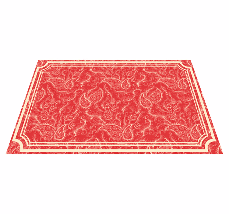 Červený vinylový koberec s paisley ilustráciou - Tenstickers