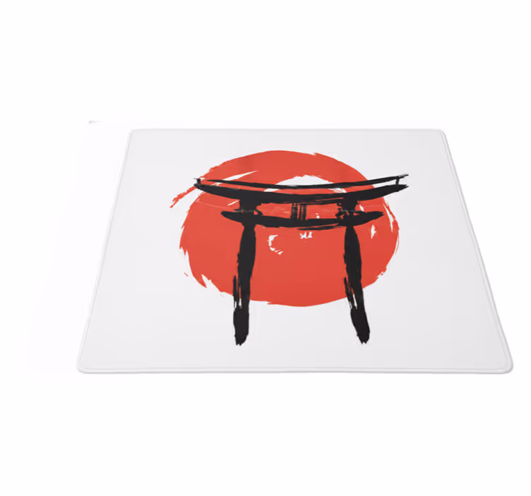 červený vinylový koberec japonská maľovaná brána - Tenstickers