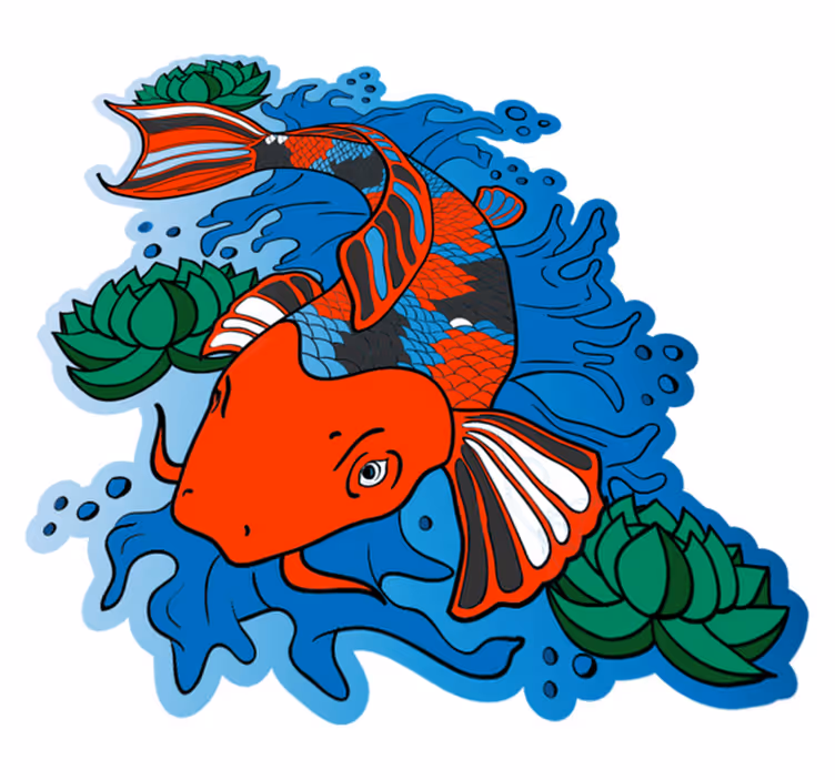 vinylové koberce zvieratá farebné ilustrácie koi rýb - Tenstickers
