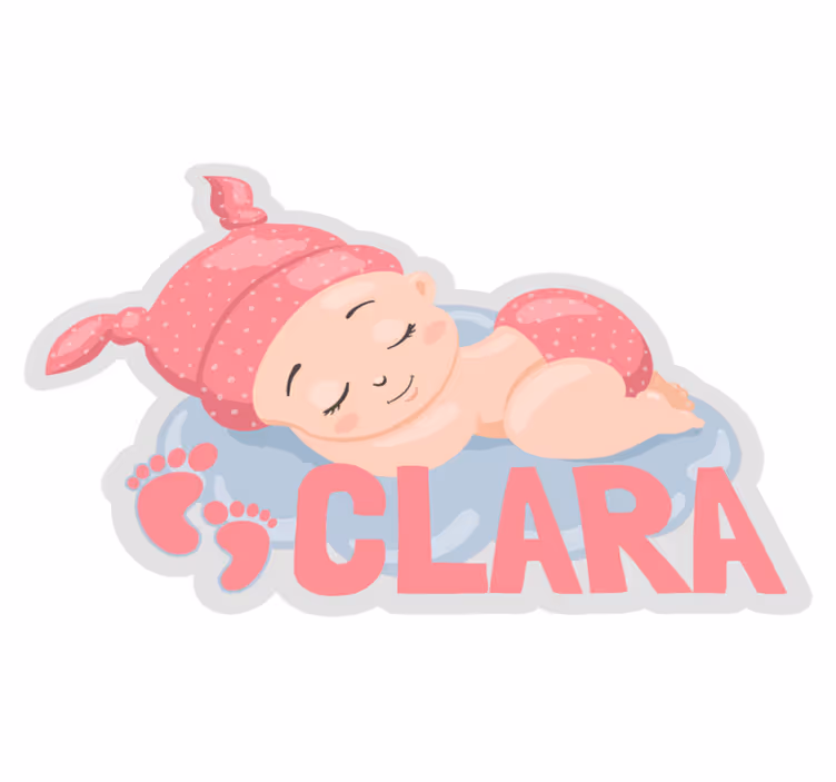 vinylový koberec meno customizable Sleeping Baby Footprints - Tenstickers