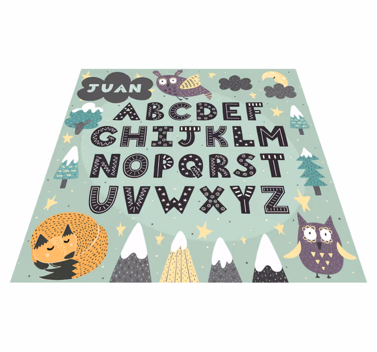 Zvieracia abeceda vinyl koberec s menom - Tenstickers