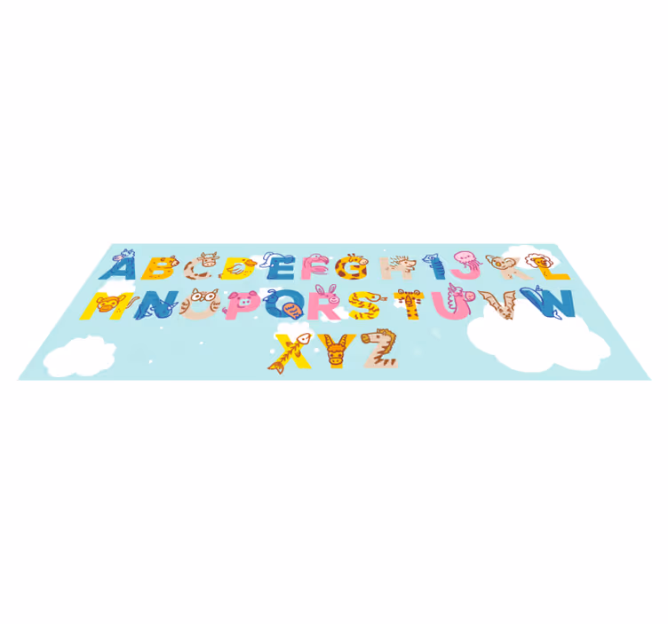 Báječný detský koberec zo vinylovej abecedy so zvieratami - Tenstickers