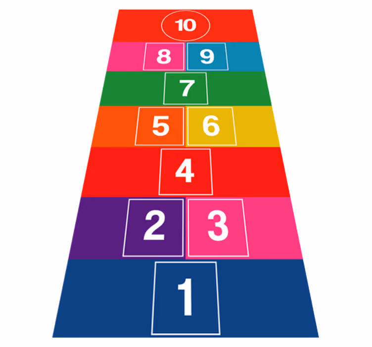 Farebné hopscotch vinyl koberec hra - Tenstickers