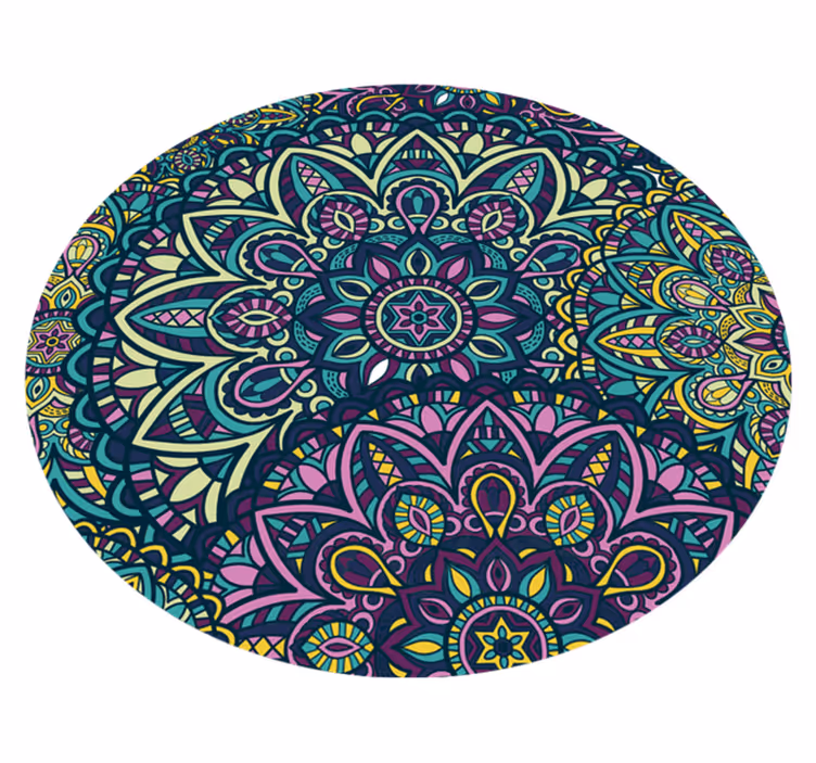 Nádherné okrúhle zloženie mandala vinyl koberec - Tenstickers