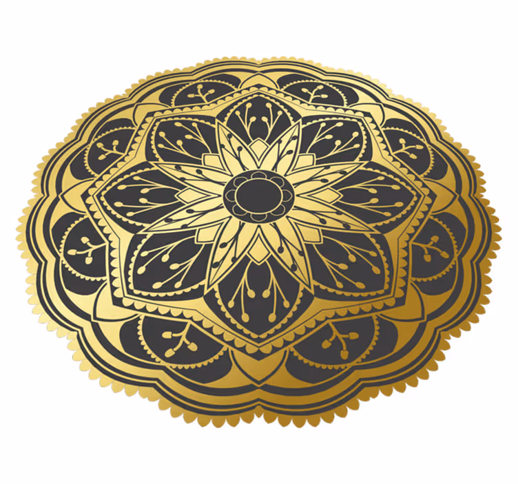 Zlatý efekt kvetina mandala vinyl koberec - Tenstickers