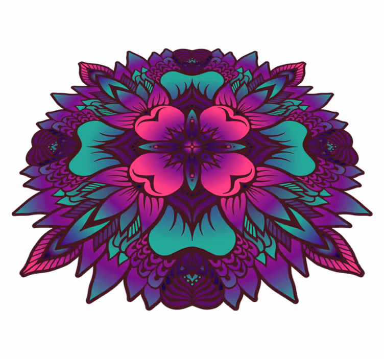 Kvetinová mandala fialová a fialová vinylová koberec - Tenstickers