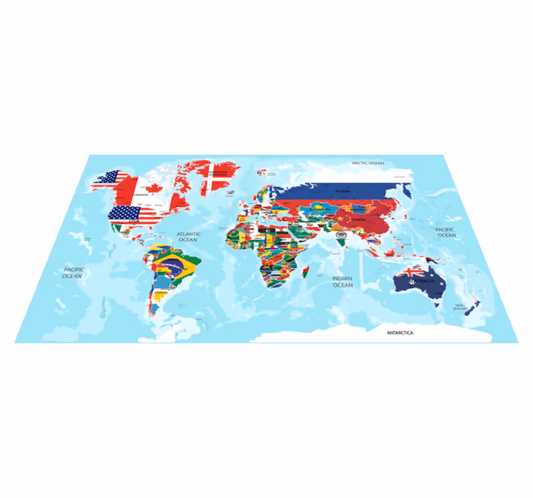 Mapa sveta mapa vinyl koberec - Tenstickers