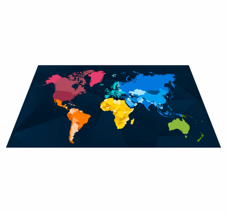 Mapa moderného farebného sveta kobercov - Tenstickers