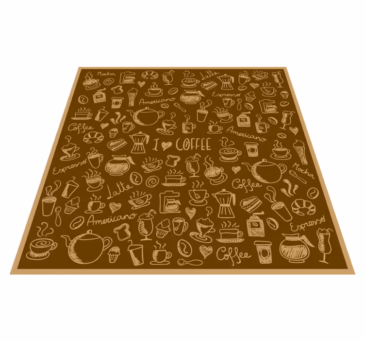 vinylový koberec do kuchyne kolekcia kávových čmáraníc - Tenstickers