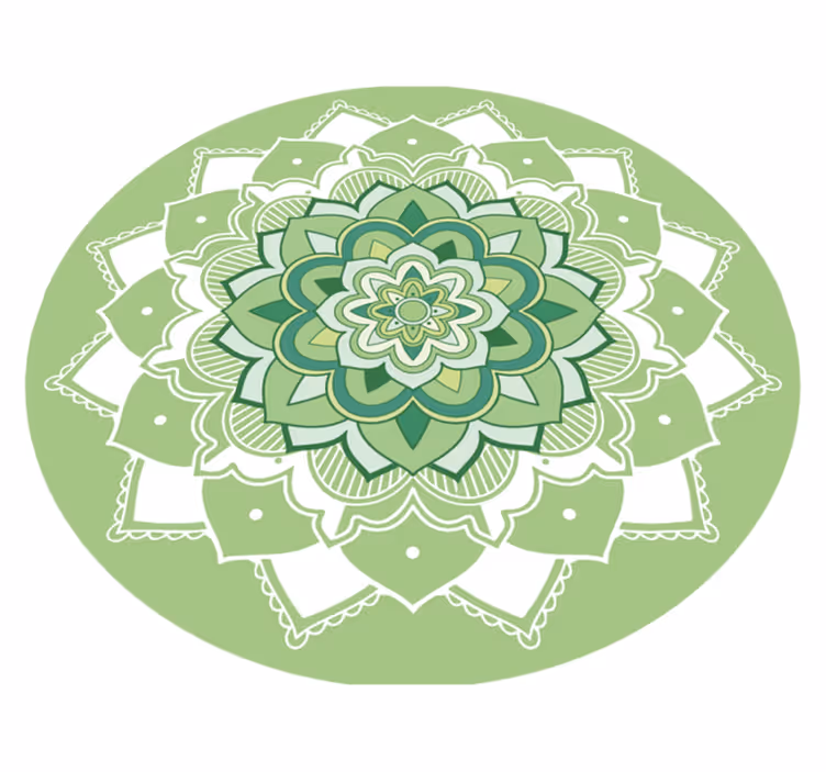 Zelený kvetinový mandala vinyl koberec - Tenstickers