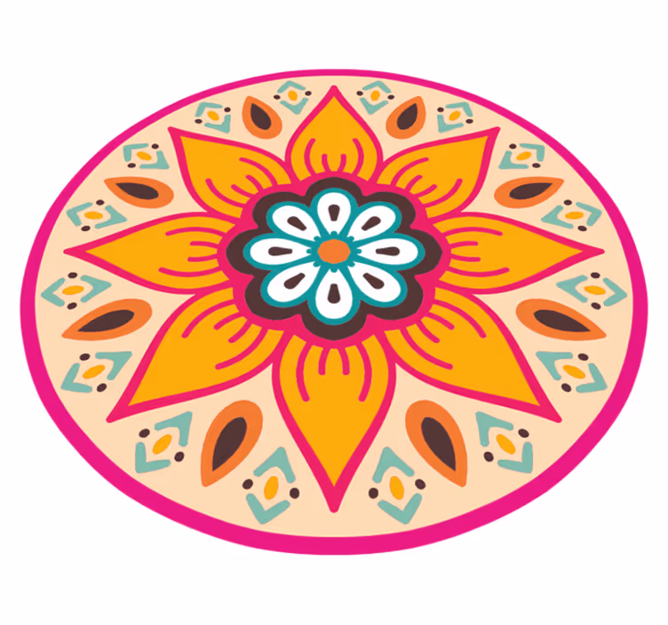 Nádherný okrúhly kvetinový mandala vinyl koberec - Tenstickers