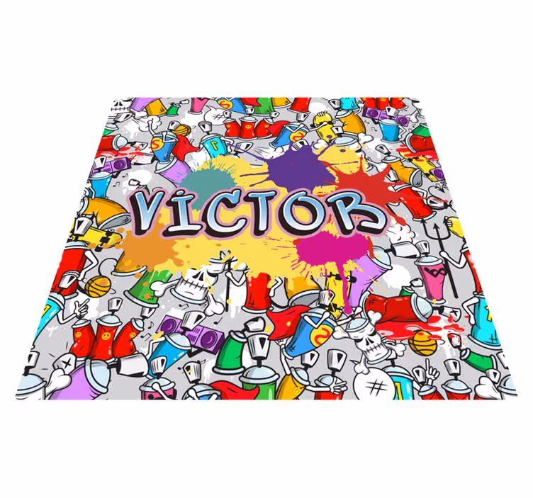 Viacfarebný vinylový koberec s graffiti s menom - Tenstickers
