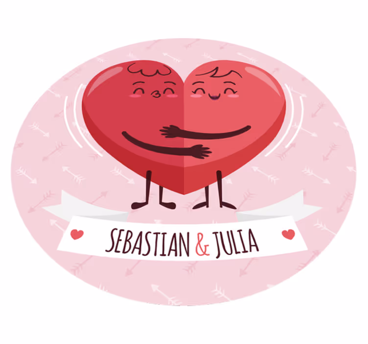 vinylový koberec s menom personalizovaná ilustrácia srdca - Tenstickers