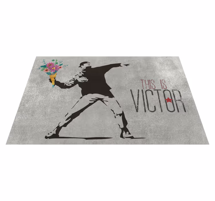 vinylový koberec s menom personalizovaná kytica - Tenstickers
