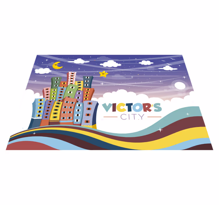 vinylový koberec s menom panoráma mesta dúha - Tenstickers