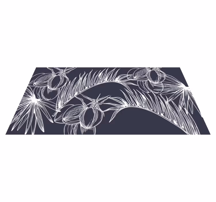 vinylový koberec s kvetmi botanická perokresba - Tenstickers