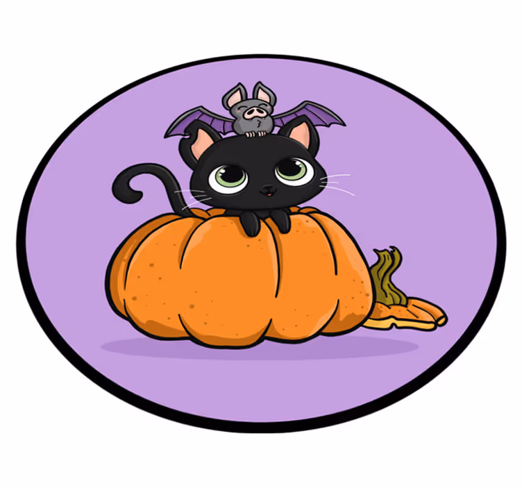 Vinylový koberec z tekvice a mačky - Tenstickers