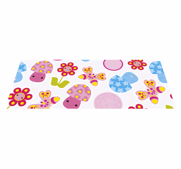 Kreslené kvety detský vinylový koberec - Tenstickers