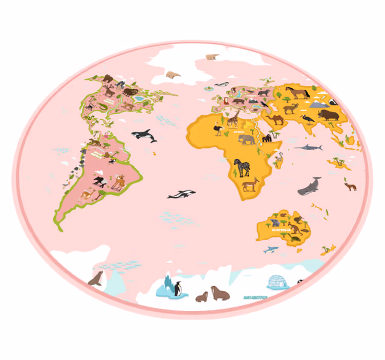 Vinylový koberec ružová mapa sveta mapa sveta - Tenstickers