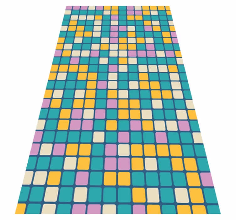 vinylový koberec s geometrickýmy tvarmi farebný vzor mriežky - Tenstickers