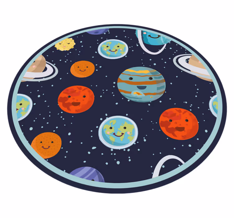 Vinylový koberec s úsmevom pre deti zo slnečnej sústavy - Tenstickers