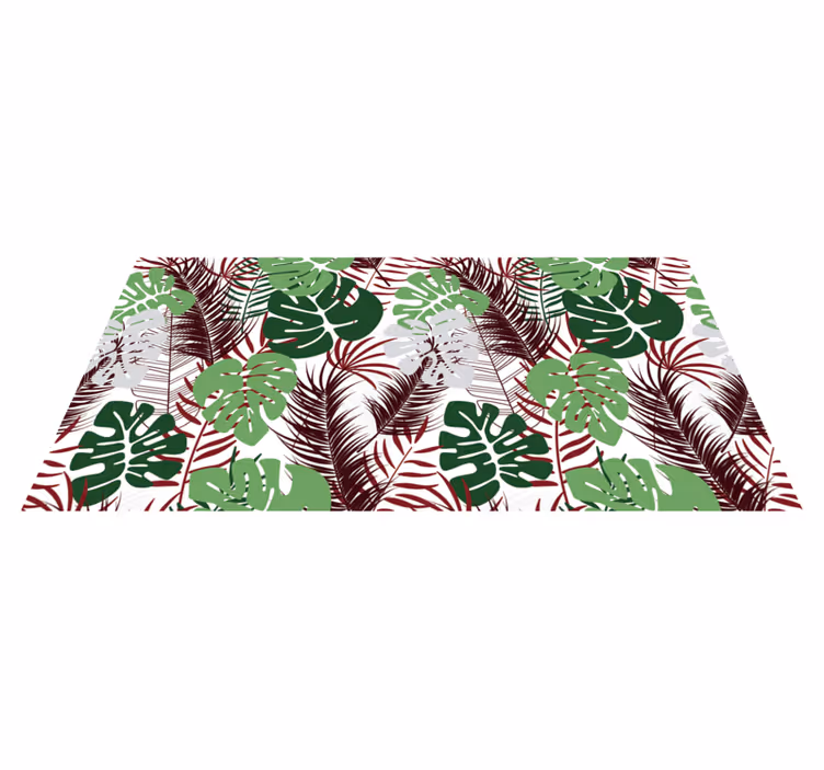 Gaštanové a zelené listy monstera vinylový koberec - Tenstickers