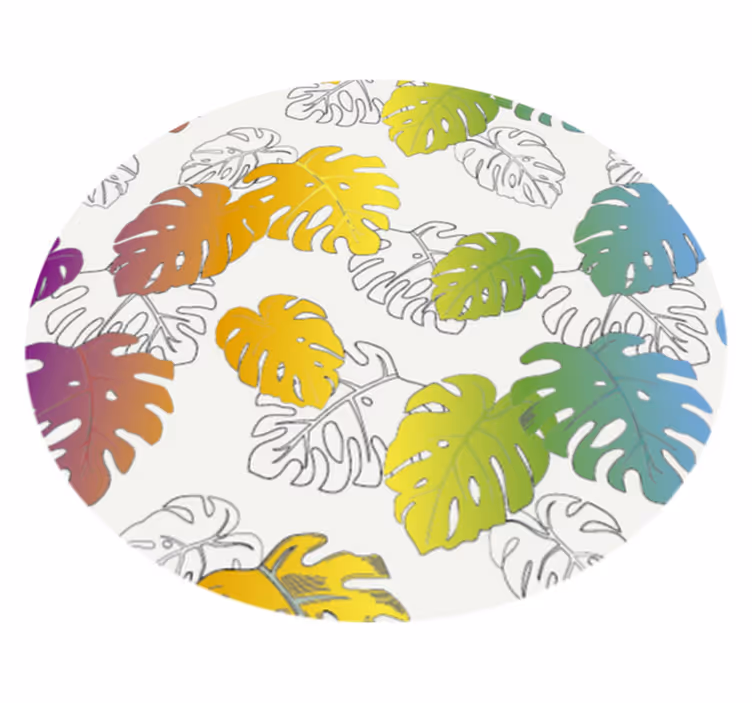Viacfarebný monstera pot dizajn prírodný koberec - Tenstickers