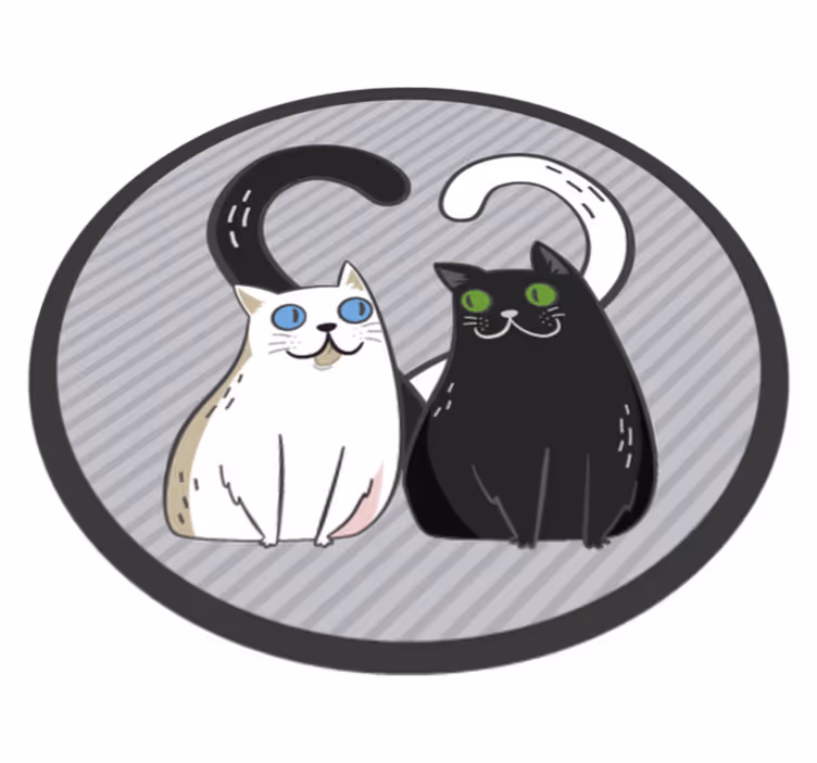 Vinylový koberec dve mačky s farebnými očami koberec pre zvieratá - Tenstickers