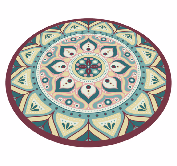 Okrúhly vinylový koberec mandala viacfarebný - Tenstickers