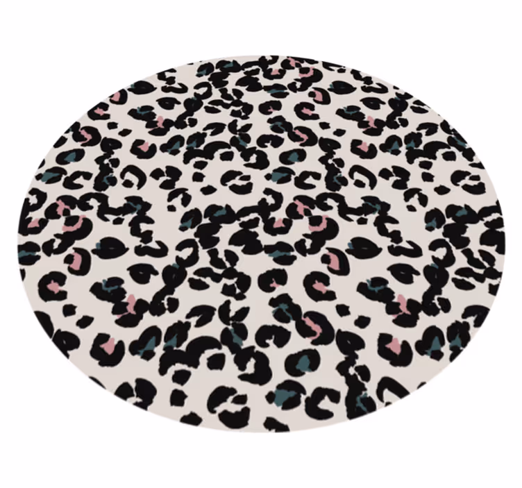 Biely okrúhly vinylový koberec leopardí koberec pre zvieratá - Tenstickers