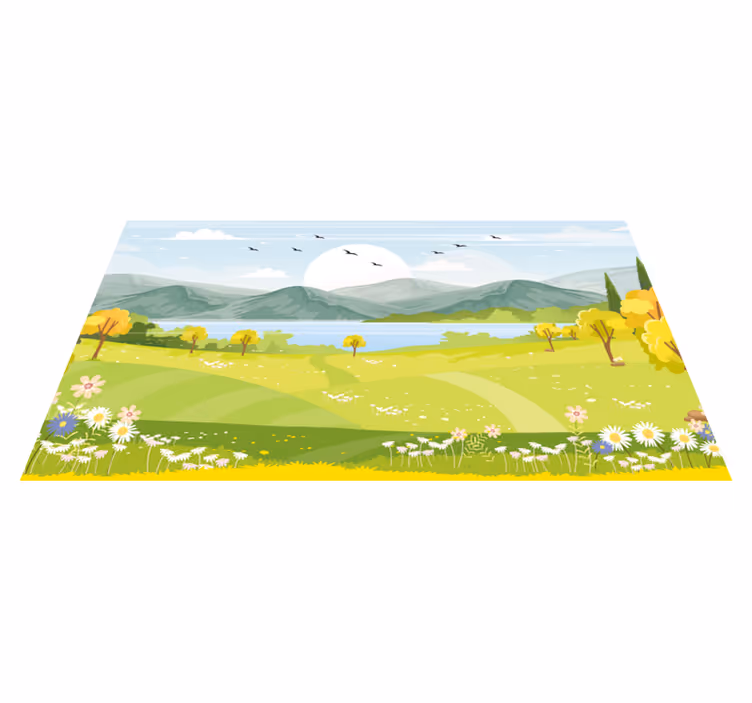 Kreslený vinylový koberec do horskej krajiny - Tenstickers