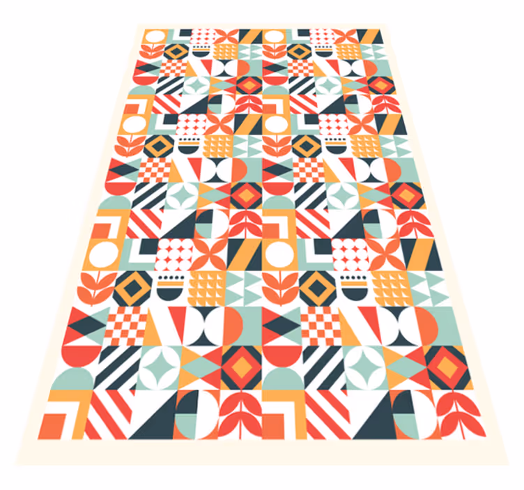 vinylový koberec s geometrickýmy tvarmi symetrická mozaika - Tenstickers