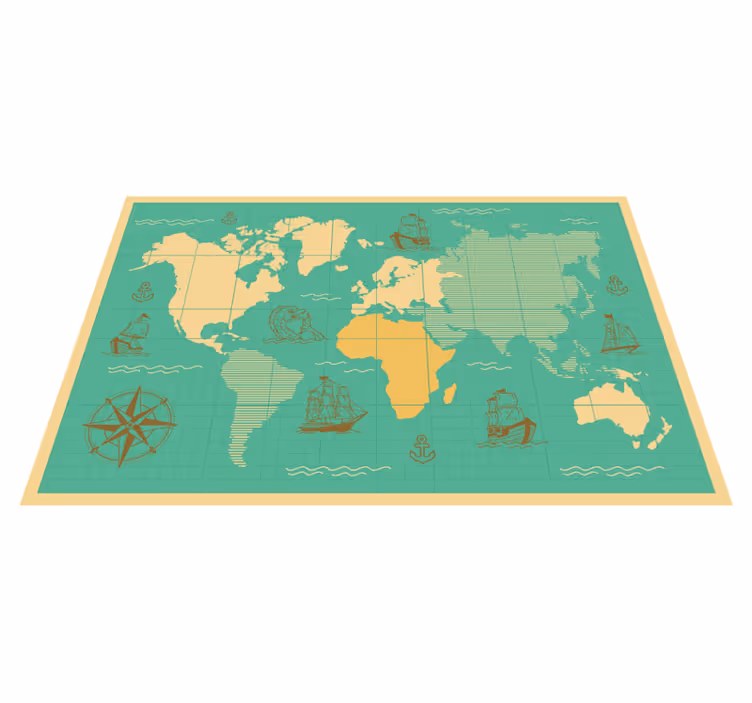 Mapa sveta s vinylovým kobercom člnov - Tenstickers