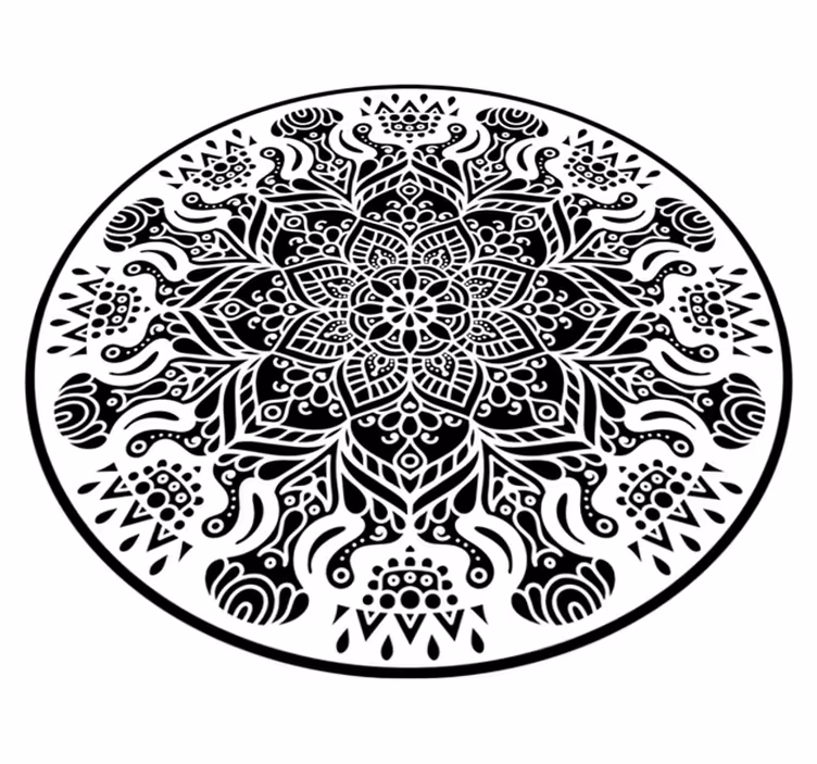 čiernobiela mandala koberec mandaly - Tenstickers