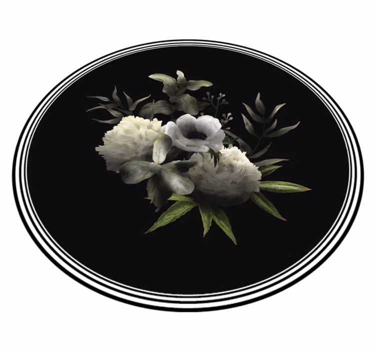 Vinylový koberec s kvetmi v monochromatickej elegancii - Tenstickers