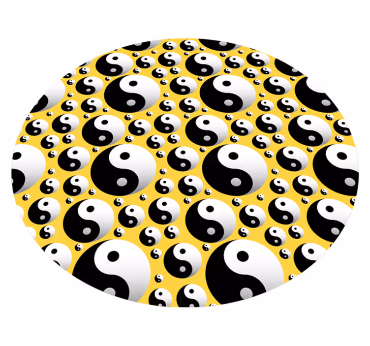 Okrúhly vinylový koberec kruhy jin jang etnický koberec - Tenstickers