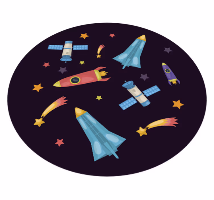 Vesmírne rakety planéty detský vinylový koberec - Tenstickers