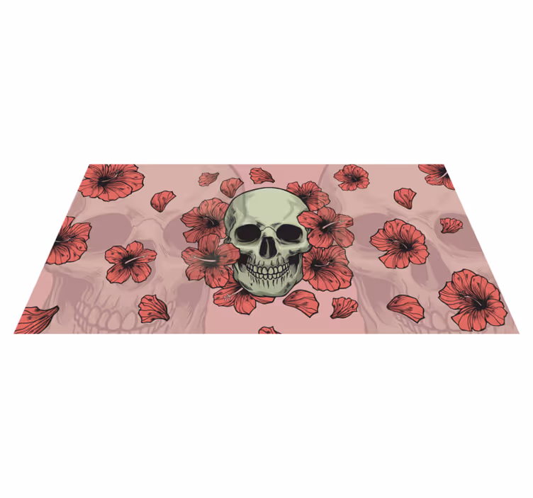 vinylový koberec halloween kvetinové prekrytie lebky - Tenstickers