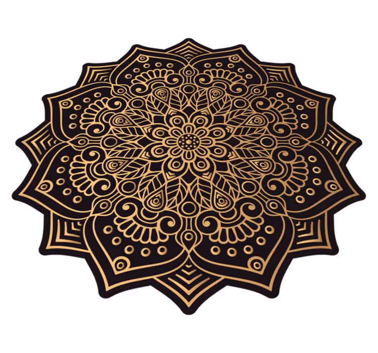 Zlatý vinylový koberec mandaly - Tenstickers