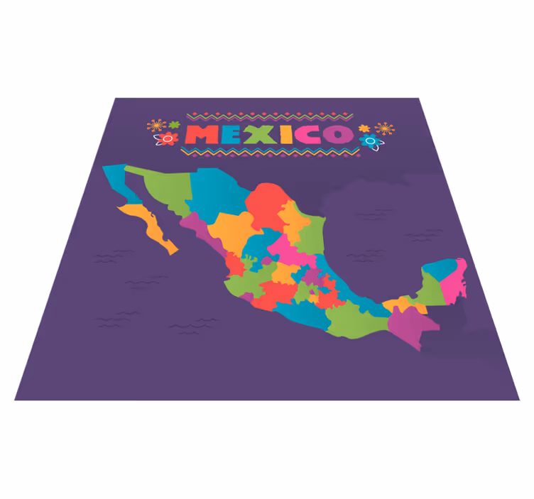 vinylový kvoberec s mapou sveta farebná mapa mexika - Tenstickers