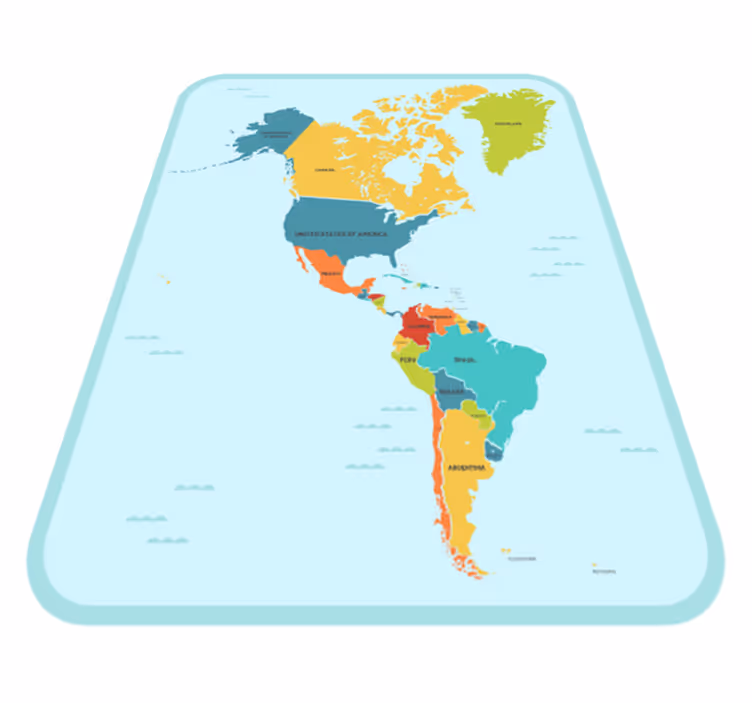 Amerika v strede mapa sveta koberec - Tenstickers