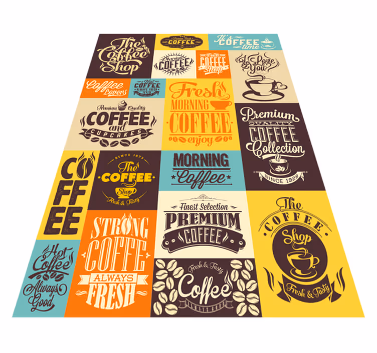 vinylový koberec citáty zbierka typografie kávy - Tenstickers