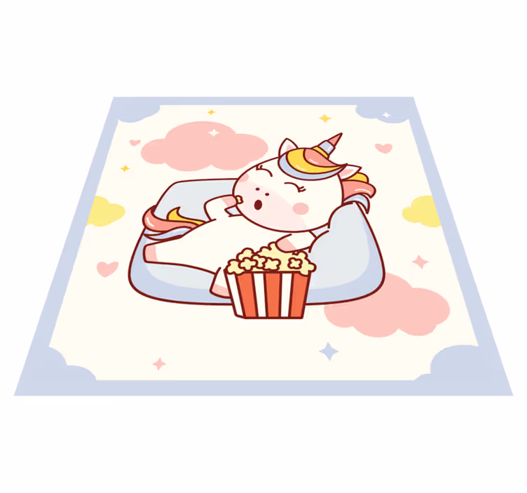 detský vinylový koberec relax kino jednorožec - Tenstickers