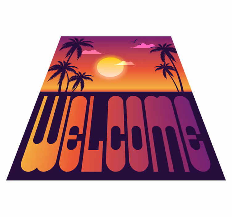 vinylový koberec citáty privítanie tropického západu slnka - Tenstickers