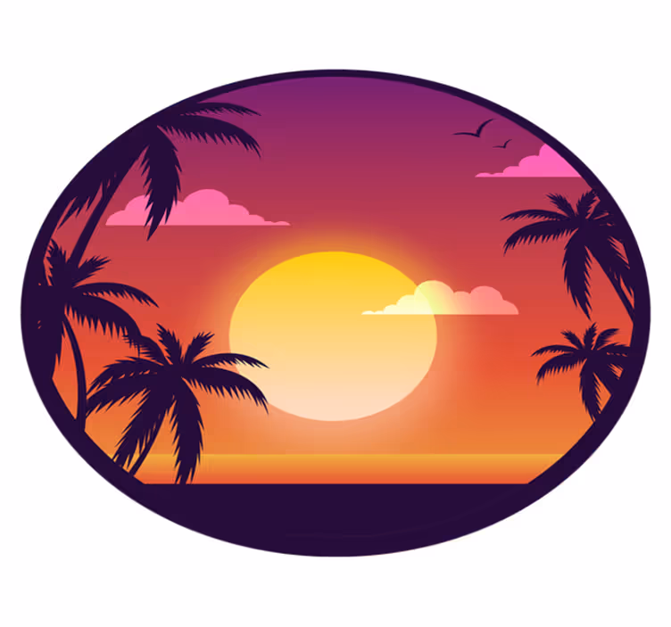 prírodný vinylový koberec tropická scenéria západu slnka - Tenstickers