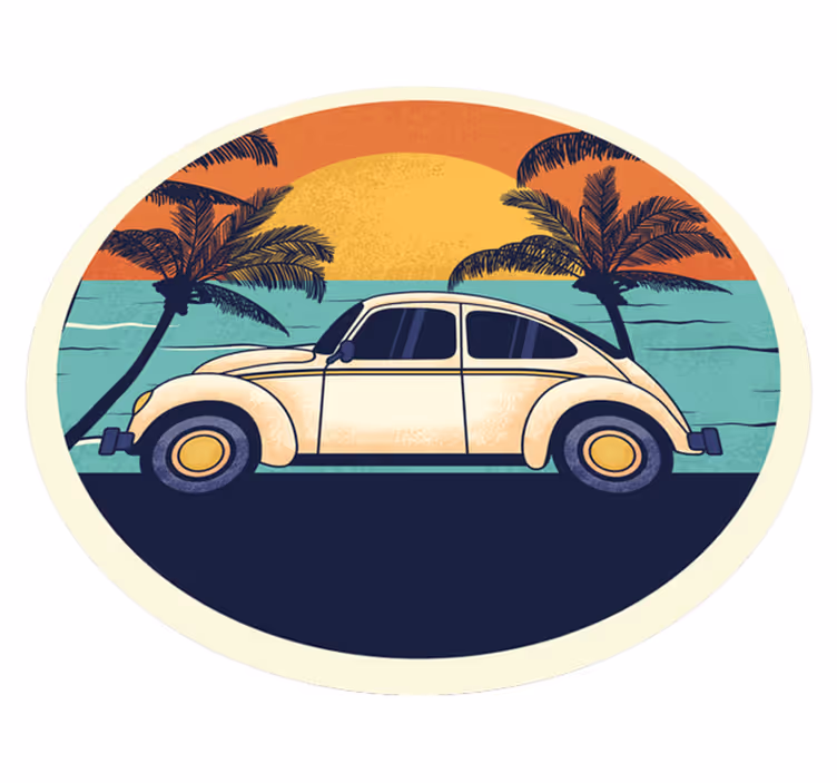 Vinylový koberec vintage retro scenéria auta - Tenstickers